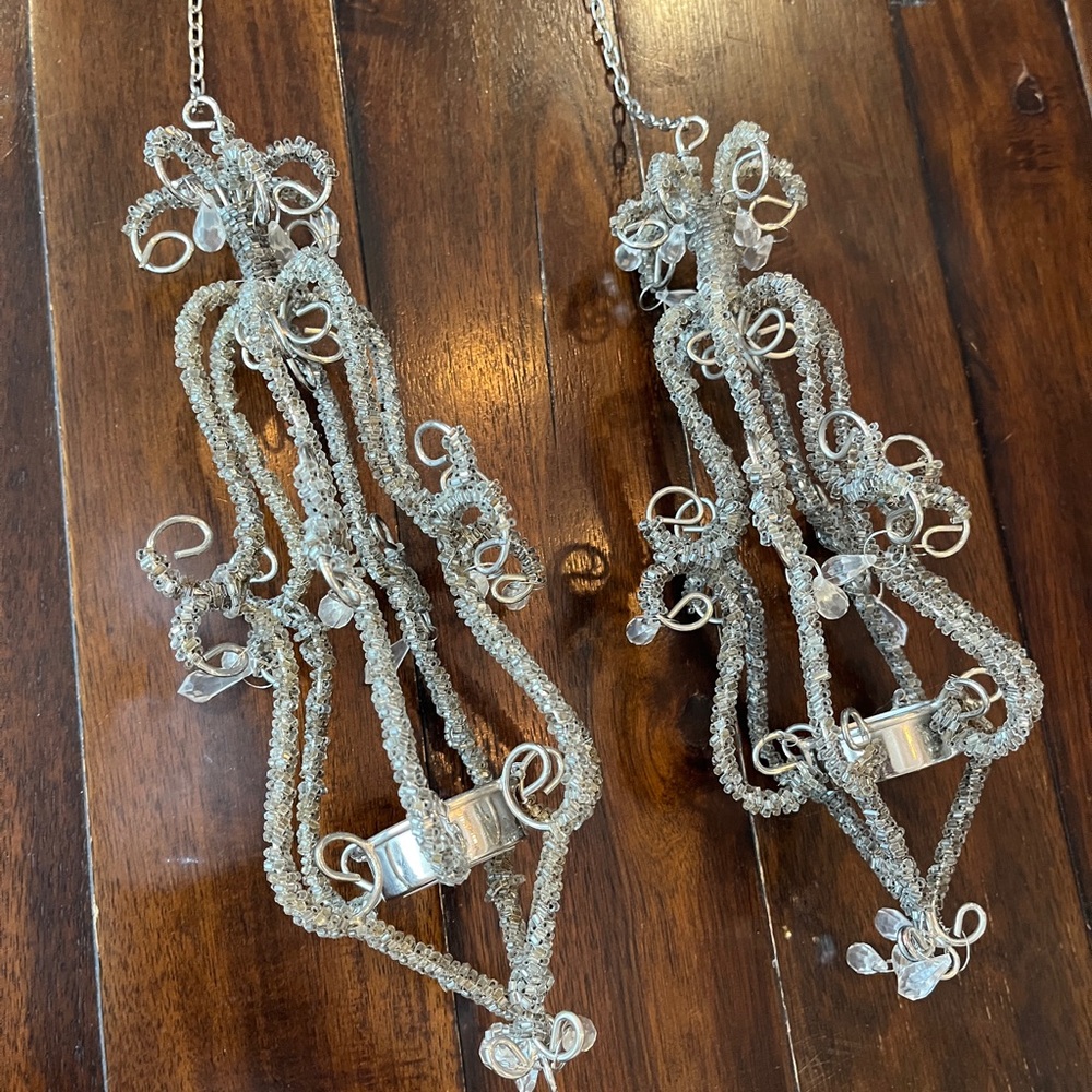 Hobby Lobby Silver Beaded Candle Holders